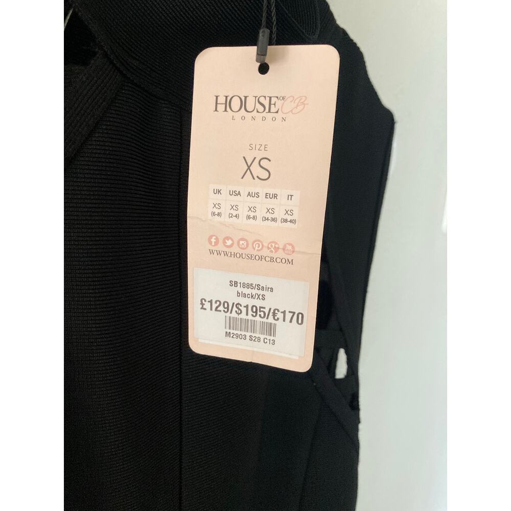 NWT House of CB Black Saira Bandage Bodycon Midi Sexy Cocktail Dress XS - Picture 6 of 7